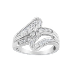 10K White Gold 1/2 cttw Diamond Cluster Ring (H-I Clarity, I2-I3 Color) - Size 6