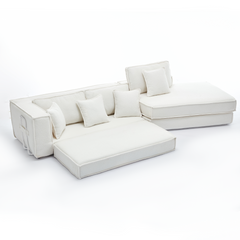 Folding Convertible Out Sleeper Sofa Bed 2-in-1 Combination Sofa Beige