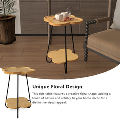 Petal Shape Accent Side Table - Acacia Wood