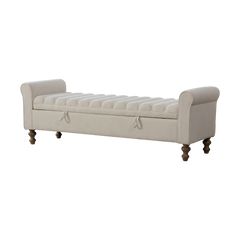 65.55' Wide Modern Upholstered Storage Bench with Rolled Armrest