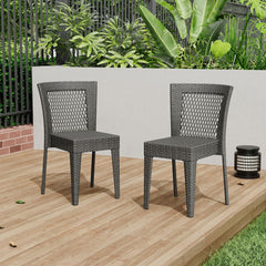 Farley Stacking Sidechair Set of 2 with Open Backrests - Gray