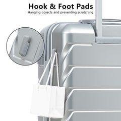 3-Piece ABS Spinner Wheel Luggage Set with Combination Lock - Silver