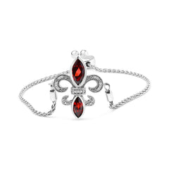 .925 Sterling Silver Marquise Garnet and Diamond Accent Lariat 4â€-10†Fleur De Lis Adjustable Bolo Bracelet (H-I Color, SI1-SI2 Clarity)