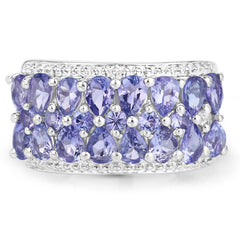 2.59 Carat Genuine Tanzanite .925 Sterling Silver Ring