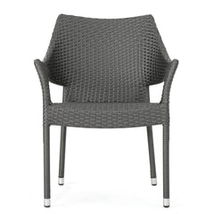 Mirage Grey PE Wicker Stacking Armchair, 4 Pieces