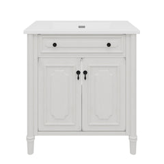 Vintage Bathroom Vanity With Sink, Rustic Cabinet With Soft Close Doors