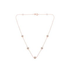 Yellow Color Plated Sterling Silver Diamond Station Necklace (1/2 cttw, K-L Color, I2-I3 Clarity)