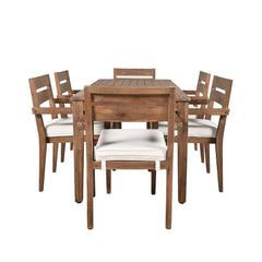 U_Style 7 Pieces Acacia Wood Outdoor Dining Set with Cushions