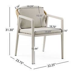 Outdoor Dining Chair (Set of 2) Wicker Rattan Woven Patio Chairs, Waterproof Seating - Gray