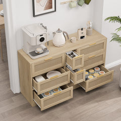 Natural Rattan Locker with 9 Drawers and Metal Handles