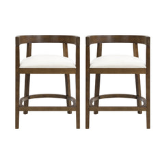 Modern Rubberwood Counter Stool Set with Upholstered Seats