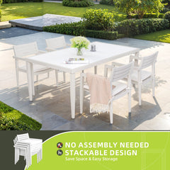 Outdoor Patio Aluminum Stationary Dining Chairs 4PCs with Outdoor-Grade Sunbrella Fabric Cushions