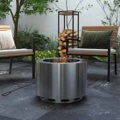 Smokeless Fire Pit 19' Portable Wood Burning Firepit with Poker