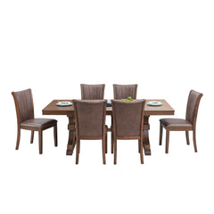 78.74" Rectangular Rubber Wood Dining Table for 6-8 in Oak