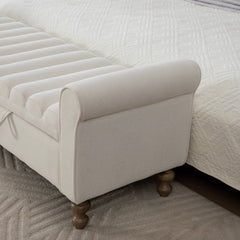 65.55' Wide Modern Upholstered Storage Bench with Rolled Armrest