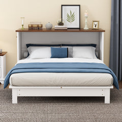 Solid Pine Murphy Bed Chest with Charging Station and Large Storage Drawer