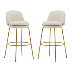 Rio Claro Indoor Metal Upholstered Barstool with Gold Finished Frame and Beige Upholstery Set of 2