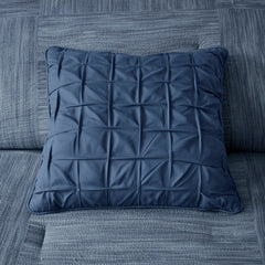 7 Piece Printed Seersucker Comforter Set Navy Queen