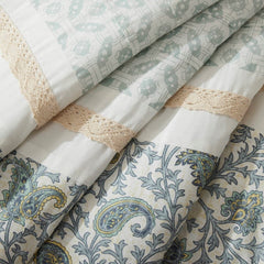 9 Piece Cotton Percale Comforter Set Aqua