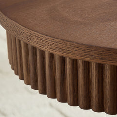 Modern Design Oval Handcraft Drum Coffee Table Length 47.24 inch Walnut Color