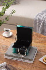 6' x 6' x 5' Bethany Aqua Jewelry Box, Stackable Decorative Storage Boxes With Lids