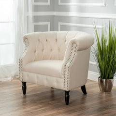 Celestialis Upholstered Club Chair with Tub Design and Rolled Recessed Armrests