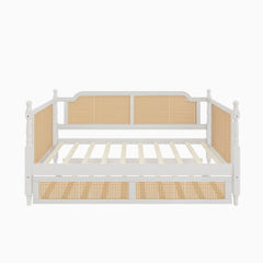 Traditional Style Rattan Twin Size Daybed with Twin Trundle