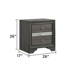 Traditional Queen 5 PC Storage Bedroom Set in Gray Wood