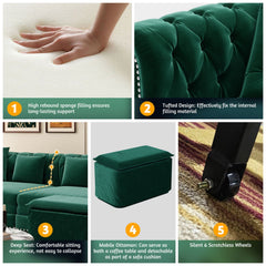 3 In 1 Pull Out Sofa Bed With Movable Ottoman