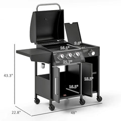 Castelle Flame 15K BTU Barbecue Propane Gas Grill With Side Burner (SAK53481)