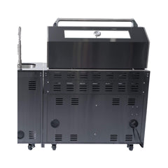 Castelle Flame Premium Black Stainless Steel 6-Burner Gas Grill Kitchen Island With Rotisserie Kit (SAK82641)