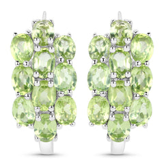 8.84 Carat Genuine Peridot .925 Sterling Silver 3 Piece Jewelry Set (Ring, Earrings, and Pendant w/ Chain)