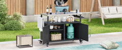 K&K 54.5" Outdoor Kitchen Island with Stainless Steel Tabletop