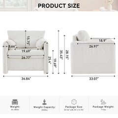 Modern Accent Chair Single Seater Ivory White
