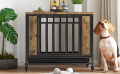 Wooden Dog House Dining Table with Iron Door