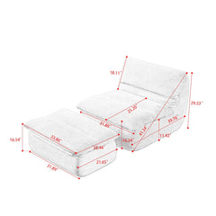 Modern Compressed Lounge Chair with Ottoman - Cozy Corduroy Recliner