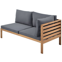 GO Wood Structure Outdoor Sofa Set with Gray Cushions