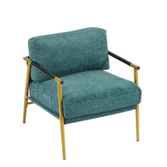 Modern Accent Chair with Plush Cushions and Wooden Armrests