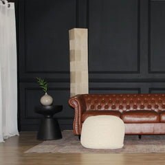 Semi Rounded Pouf Cable Knitted Perfect Seating