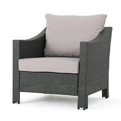 Outdoor Wicker Club Chairs Set of 2 with Water-Resistant Cushions