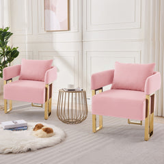Modern Classic Design Decorative Chair Teddy Fleece Upholstered And Metal Foot