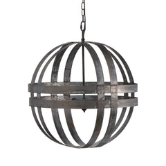 4 Light Galvanized Chandelier with Adjustable Chain