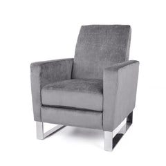 Bolt Upholstered Recliner Chair With Stainless Steel Base - Gray / Chrome