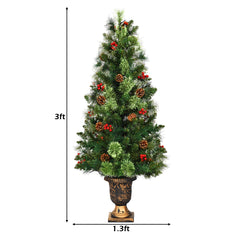 LED Christmas Tree with Red Berries Pine Cones