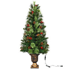 LED Christmas Tree with Red Berries Pine Cones