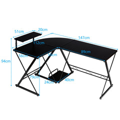 L-Shaped Desk Reversible Corner Computer Desk with Movable Shelf and CPU Stand