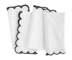 Napkins Black and White - Closewave Scalloped Edge