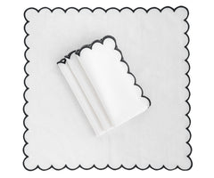 Napkins Black and White - Closewave Scalloped Edge