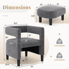 Comfy Accent Armchair with Footrest-Gray