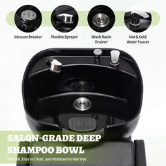 Commercial Black And Gold Shampoo Bowl Chair Set With Footrest (SAK43716)